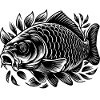 Karp w trawie czarno-biały