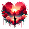 Romantic Sunset Heart Scene