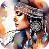 Mystical woman with feathers
