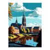 Uppsala Sverige Vintage Reseaffisch WPA Souvenir