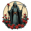 Grim Reaper Flowers Illustration