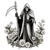Grim Reaper Flowers Illustration