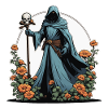 Grim Reaper Flowers Illustration