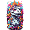 Psychedelischer Dino-Pilz Rave Kunstwerk
