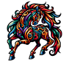 Cheval Tatouage Tribal Chinois Zodiaque