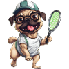 Dog, Pug, Tennis, Tennis Player
