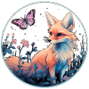 Fuchs mit Schmetterling