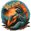 Faultier mit Gitarre am Strand