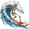 Skeleton Surfing Surfboard Vacation Beach