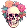 Human Skull & Flowers 2