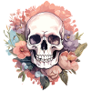 Human Skull & Flowers 13