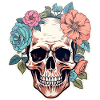 Human Skull & Flowers 1