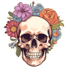 Human Skull & Flowers 4