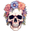 Human Skull & Flowers 14