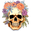 Human Skull & Flowers 15