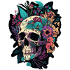 Human Skull & Flowers 5