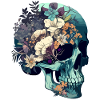 Human Skull & Flowers 7