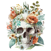 Human Skull & Flowers 10