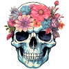 Human Skull & Flowers 16