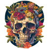 Human Skull & Flowers 22