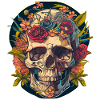 Human Skull & Flowers 18