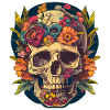 Human Skull & Flowers 23