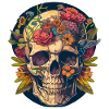 Human Skull & Flowers 24