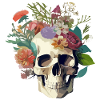 Human Skull & Flowers 25