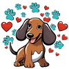 Cute dachshund with hearts