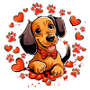 Dachshund with bow tie hearts