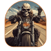 Biker Skeleton Open Road Rock