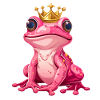simpatica principessa rana rosa rosa con corona d'oro