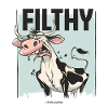 Disgusted cow, dirty and grubby