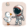 Cute Astronaut and Goose Cartoon Design | Space