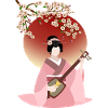 Japanese woman play Shamisen