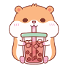 Cute Chubby Hamster Drinking Bubble Tea