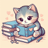 Cat with books