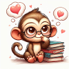 Monkey with book
