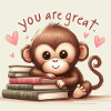 Monkey with books