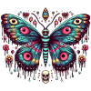Papillon effrayant avec crâne