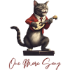 Cat in red suit plays guitar