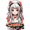 Kawaii Anime Sushi Master con orecchie di gatto