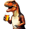 t rex drinking beer