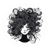Crazy Frau wilde Haare