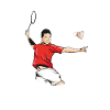 Funny badminton player