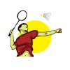 Funny badminton player