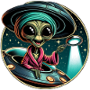 Alien detective in UFO light