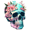 Human Skull & Flowers 33