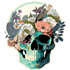 Human Skull and Flowers 34