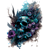 Crâne humain et fleurs 39